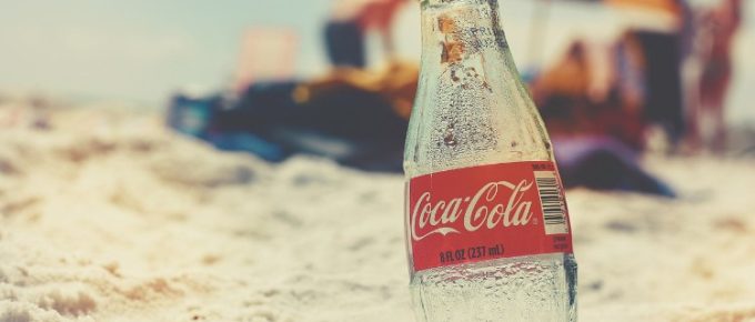 Coca-Cola bottle on beach