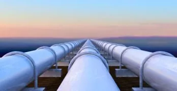 pipeline with the sunset in the background