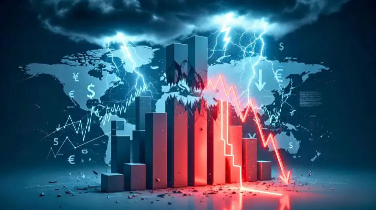 illustration depicting a stock market crash
