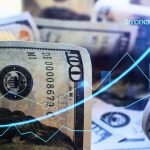 digital art image with one hundred dollar bills and a digital arrow going up, including dividend text